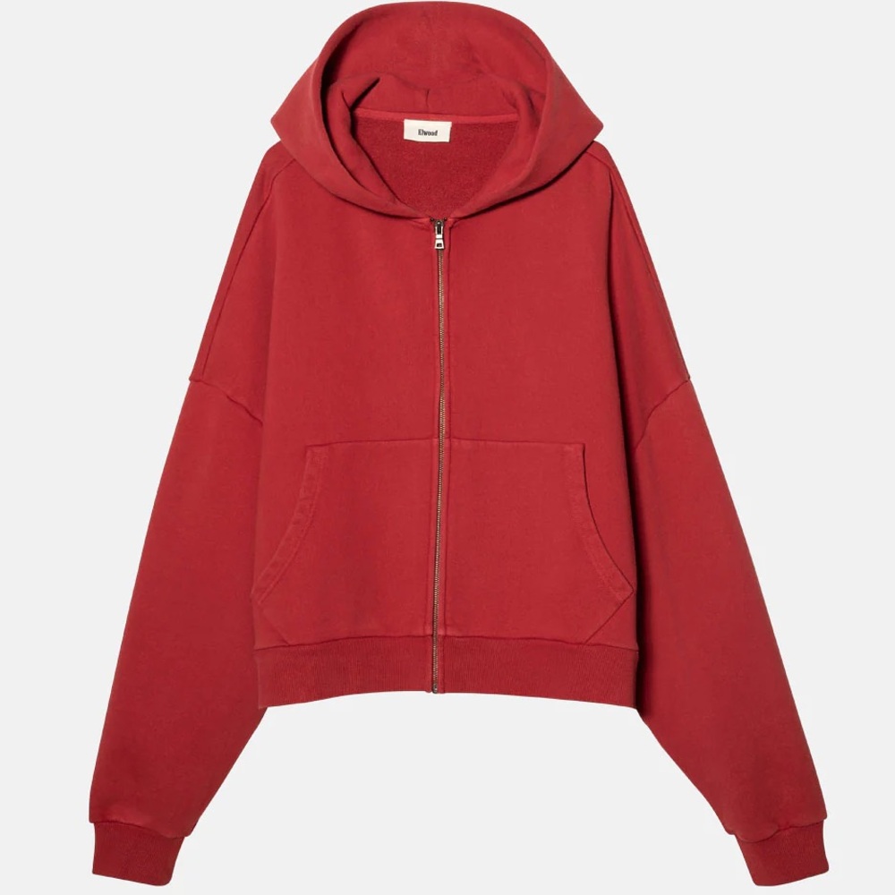 Elwood Rectangle Zip Hoodie - Red